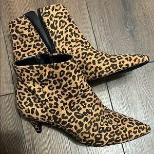 Circus by Sam Edelman Brown and Black Ankle Boots with Leopard Print Design